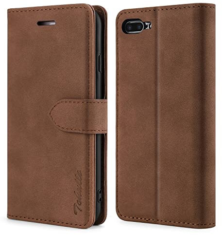 TOHULLE Case for iPhone 7 Plus iPhone 8 Plus, Premium PU Leather Wallet Case with Card Holder Kickstand Magnetic Closure Flip Folio Case Cover for iPhone 7 Plus/8 Plus - Brown