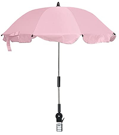 Kinderwagen Regenschirm Universal Sonnenschirm Sonnenschutz mit Einem Regenschirmgriff für Kinderwagen 360° verstellbar für Rund- oder Ovalrohr Baby Kinderwagen Regenschirm (PINK)