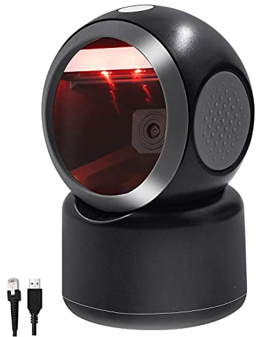 2D QR Hands-Free Barcode Scanner Omnidirectional Automatic Sensing Scanning USB Barcode Reader Adjustable Screen Scanning Platform Scanner for POS PC Supermarket Bookstore