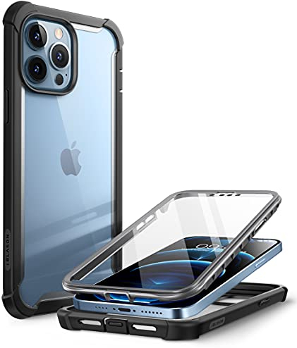 i-Blason Transparent Case for iPhone 13 Pro (6.1 inch) Bumper Case 360 Degree Mobile Phone Case Robust Protective Cover [Ares] with Screen Protector 2021 (Black)