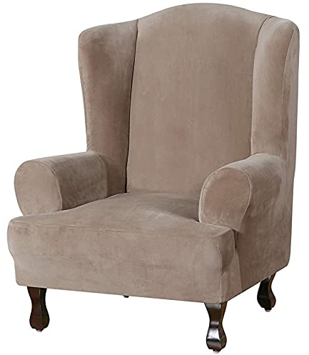 ILMF 1 Stücke Samt Ohrensessel Überzug, Stretch Weich Ohrensessel Husse Maschinenwaschbar Abnehmbare Ohrensesselbezug Sofaüberwurf Sofabezug Bezug Sesselhusse für Office Bar Cafe