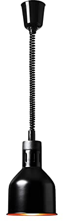 Royal Catering RC-SHSFL04 Lampe Chauffante Cuisine Restauration Chauffe-Plat Assiette (Matériau : Acier, Culot : E27 (Max. 250 W), Aspect : Noir Mat, Hauteur réglable)