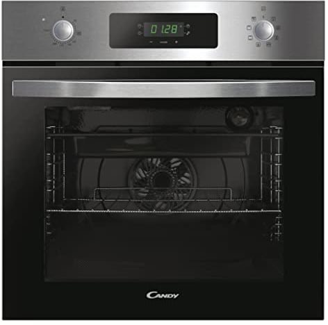 Candy FIDCP X625 L, Horno Multifunción, 70L, Bandeja y Rejilla, Limpieza Aquactiva, Convección + Ventilador radial, 8 Funciones, Display Timer Touch, Mandos Push&Pull, Puerta 2 Cristales, Inox y Negro