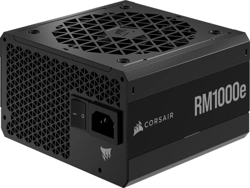 Corsair RM1000e Fuente de alimentación ATX Totalmente Modular de bajo Ruido (Conectores duales EPS12V, condensadores Clasificados 105 °C, eficiencia 80 Plus Gold, Soporte Moderno en Espera) Negro,
