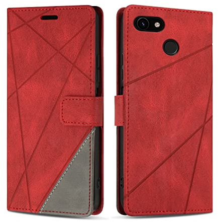 SONWO Etui Coque pour Google Pixel 3A, Protection Housse en Cuir PU Portefeuille Livre pour Google Pixel 3A, Emplacements Cartes, Rouge