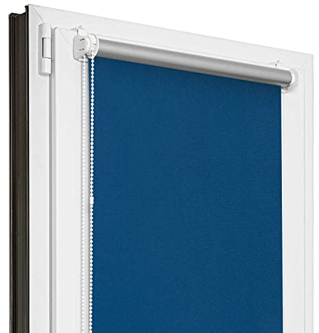 Estika Verdunklungsrollo Thermorollo ohne Bohren - 85 cm x 120 cm - Blau - 13 Stoff Farben, Rollos für Fenster ohne Bohren, Klemmfix rollos für Fenster innen (85 cm Stoffbreite)