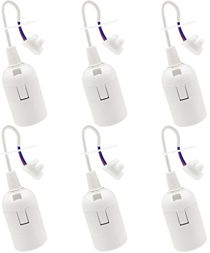 ZHIQIN 6 Stück E27 Ersatzfassung Weiß Fassung E27 Renovierfassung 4A 250V E27 Fassungen mit Kabel (max.60W) Lampenfassung Baustellenfassung Deckenlampe für Bauarbeiten