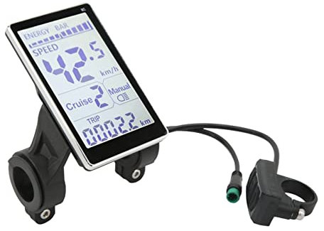 Keenso Compteur LCD pour Vélo électrique, E Bike 5 Broches 24 V, 36 V par défaut, 48 V, 60 V Réglable Écran LCD E Scooter M5 pour Vélos électriques 31,8, 22,2 Mm