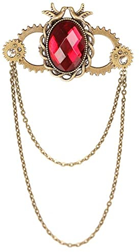 Fopytu Broche De Broche Steampunk Gothique avec Chaîne Vintage D'épingle À Revers Bijoux De Badge pour Femmes pour Femmes Halloween Costume Fête