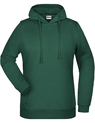 James & Nicholson Damen Basic Kapuzensweat - Leicht taillierter Kapuzenpulli mit angerauter Innenseite | Farbe: dark-green | Grösse: XXL