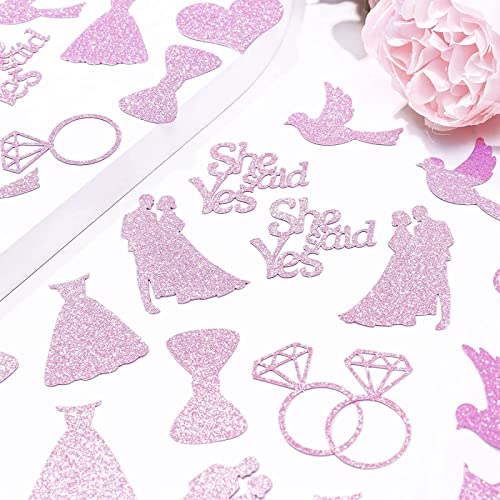 ERBO 100 Stück Konfetti hochzeit, Streudeko Hochzeit, Tischdeko Konfetti Hochzeit Tischdeko, Diamant Ring Herz Konfetti für Brautdusche Hochzeit Party Dekoration (Lila)