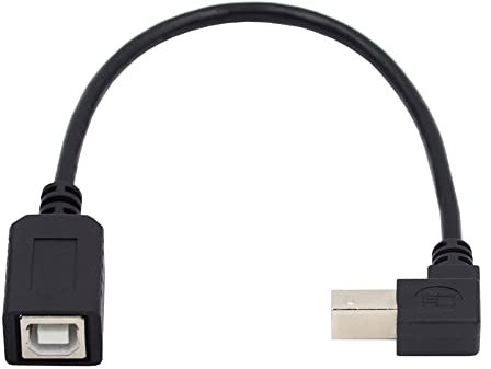 cablecc Cavo di prolunga USB 2.0 tipo B maschio a femmina, angolato a 90 gradi verso il basso, per stampante e scanner disk, 20 cm