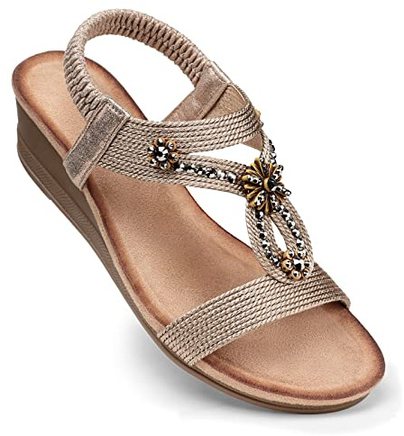 SHIBEVER Wedge Sandals for Women Comfortable Low Heel Sandals Dressy Summer