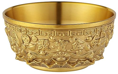 Messingschale 8 Cm - Dekorative Opferschale Aus Messing Für Zuhause, Büro, Geschäft - Goldene Schale Für Feng Shui, Tischdeko Und Buddhistische Altarzubehör