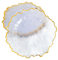DaCakeWS Platzteller aus Acryl, Goldrand, Riff, 33 cm, Kunststoff, Blumenmuster, Hochzeit, Abendessen, 10 Stück, Riff-transparent
