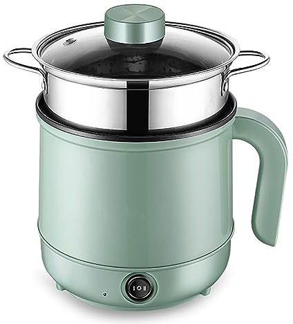 Generic Olla eléctrica de 1,7 L, cocina de viaje portátil, sartén antiadherente, olla rápida de fideos, olla de vapor verde