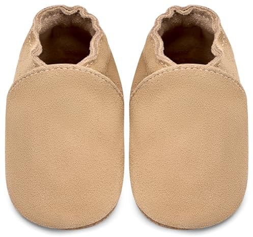 IceUnicorn Baby Lauflernschuhe Krabbelschuhe Baby Mädchen Jungen Lederpuschen Weicher Leder Wildledersohlen Lederschuhe Babys(Khaki, 12-18 Monate)