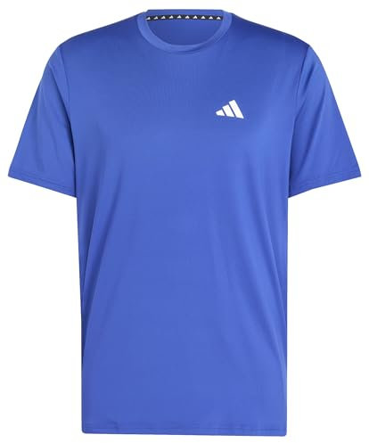 adidas Men's Train Essentials Stretch Training Tee, semi Lucid Blue/White, M