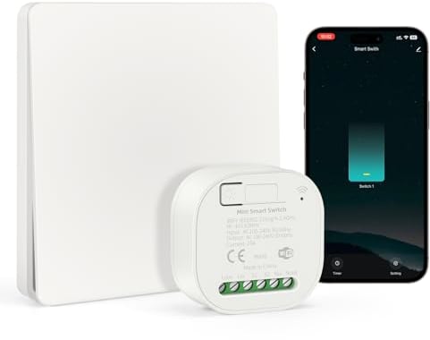 VIPMOON 85-250V Interruptor Inalámbrico Wifi+RF433Mhz Interruptor de Pared Inalambrico sin Cableado sin Batería Interruptor Wifi Tuya Smart 16A con Receptor Compatible con Alxea y Google