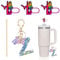 DMLNN Straw Cover for Stanley Cup, 3Pcs Butterfly Initial Letter Straw Cover with Initial letter Keychains for Women, Cute Silicone Straw Covers for Stanley Cups 30&40 Oz - Cyan (Letter Z)