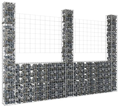 Générique Panier de Gabion en Forme de U avec 3 poteaux Fer 260x20x200 cm,Quincaillerie,Clôtures & barrières,Panneaux de clôture,32.8 kg,Argent,151290