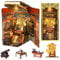 Minicity Book Nook Kit DIY Miniature Maison de Poupée Booknook Kit, Puzzle en Bois 3D Serre-Livres Bibliothèque Décoration avec LED pour Adolescents et Adultes (The Emperor's Study)