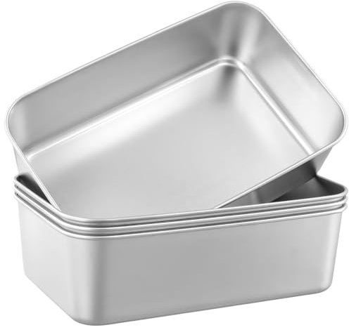 UNGFEI 4 Pack Bread Baking Loaf Pan, 2lb Stainless Steel Rectangular Loaf Tin for Bread, Pie, Lasagna, (9 x 5 inch)