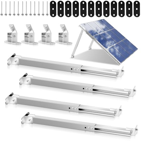 Eulenke Solarmodul Halterung, Solarpanel Halterung, Balkonkraftwerk Flachdach 0-60° Winkel Verstellbar, Aufständerung für Solarpanel, PV, Photovoltaik, Solarmodul Befestigung für Wand, Dach (4 Paar)