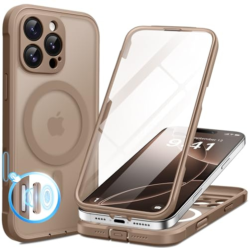 BERFY for iPhone 16 Pro Max Case, Compatible with MagSafe, Chestnut | Built in Screen Protector, Full Camera Protection, Shockproof Full Body Magnetic Translucent Matte Phone Case 6.9