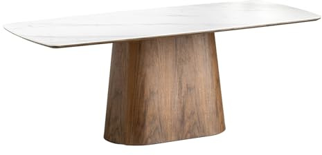 Esstisch UNIQUE 200cm - braun weiß - Keramik - stabile Konstruktion | hochwertig, individuelle Maserung, 120 kg Belastbarkeit, natürliche Optik, pflegeleicht, Holzgestell