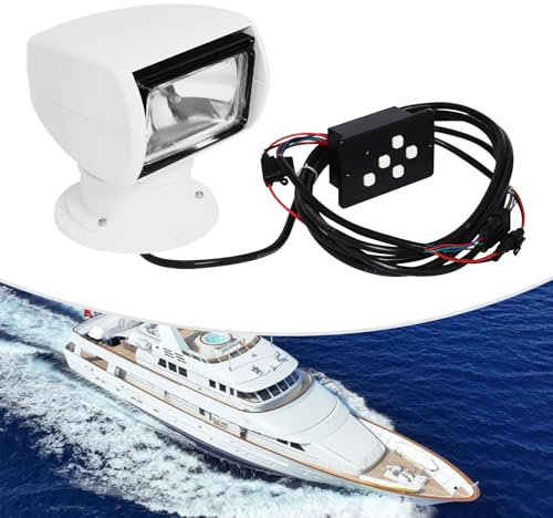 Projecteur de recherche pour bateaux, ERnonde CC 12 V - Projecteur de bateau télécommandé - Distance d'éclairage de 800 m - Pour yachts de nuit, patrouilles de mer, bateaux de pêche, blanc