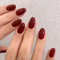 LunarCharm 24 Stück weinrote, kurze Press-On-Nägel, Aufdrücknägel, ovale künstliche Nägel mit Klebelaschen, Nagelfeile, Vorbereitungspad, Maniküre-Stäbchen, Kirschrot