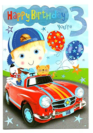 Birthday Card for 3 Three Year Old Boy