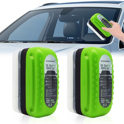 KUIRUNRX® Oil Film Cleaning, Windschutzscheiben Reiniger, Multifunktionale Auto Ölfilm Reinigungsbürste, Für Autoglas zur Vermeidung von Regen,Wasserflecken und Beschlagen (2PCS)