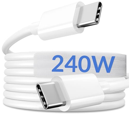 240W USB C to USB C Charger Cable for iPhone 17 Air 16e 15 Pro Max Plus, for Apples MacBook Pro/Air, Laptop, iPad, Android, [6FT 2M] 5A Super Fast Charging Type C Cord (Fit 100W/60W/40W)