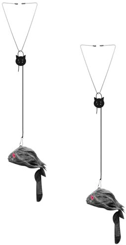 Bojueshaw 2pcs Door Hanging Cat Toy,Interactive Cat Toy Mice,Cats Feather Self Play Hanging Door,Mouse Teaser Toys for Indoor Cat Kitten