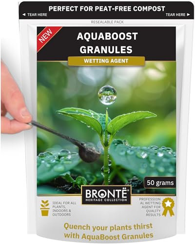 Bronte Heritage AquaBoost Water Retaining Granules for Plants - Root Hydration Booster for Stronger & Healthier Growth. Prevents Dry Soil & Hydrophobic Patches. For All Indoor & Outdoor Plants (50g)