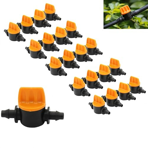 20PCS Válvula De Interruptor De Riego De Goteo, Interruptor De Válvula De Tubería De 1/4 Pulgadas, 4 Mm/7 Mm,Interruptor De Válvula De Tubería Jardín, Para Riego De Jardin