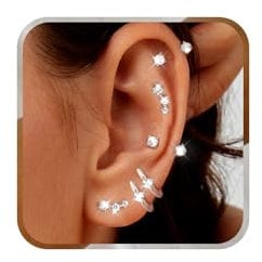 J.Fée Ohrringe Silber 925 Stecker, Helix Piercings Ohr Ohrstecker Silber 925 Ohrstecker, Damen Ohrringe Set Piercings Ohr Damenohrringe Geschenke für Frauen, 3 Paar
