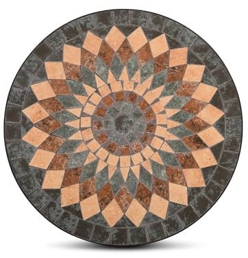 Raburg Mosaiktisch, 60 cm Ø, runder Gartentisch mit Mosaikmuster, Balkon- und Terrassentisch, mediterranes Flair, liebevolle Handarbeit, Mayla, Anthrazit-Grün-Orange