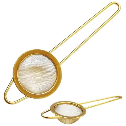 Matcha Sieve & Loose Tea Strainer | Metal Fine Mesh Stainless Steel | Mini Icing Sugar Sieve | Tea Filter | Small Matcha Sifter in Gold