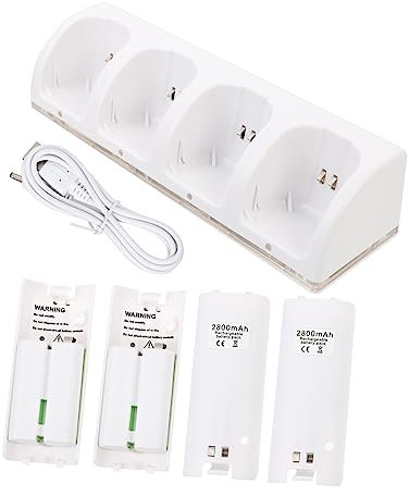 Lurrose 1Set Slot Battery Charging Station Adapter for Rechargeable Batteries Durable Material Convenient Design for and Fast Charging Compatible with Wii Controllers