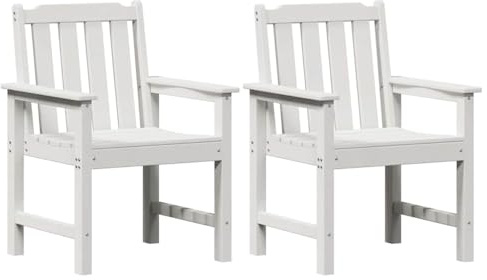 vidaXL Gartenstuhl 2er Set Weiß HDPE Langlebig für draußen Modern Ideal zum Relaxen auf der Terrasse Komfortabel für eine Person Leicht zu reinigen Loungesessel Liegestuhl