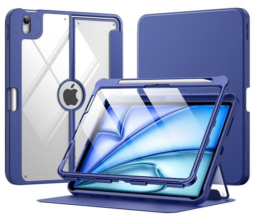 MoKo for iPad Air 11 Inch Case 7th/6th Generation M3/M2 2025/2024, iPad Air 5th/4th Gen Case 10.9 Inch 2022/2020 with Pencil Holder, Screen Protector, Lens Protector, Magnetic Multi Angle, Navy Blue
