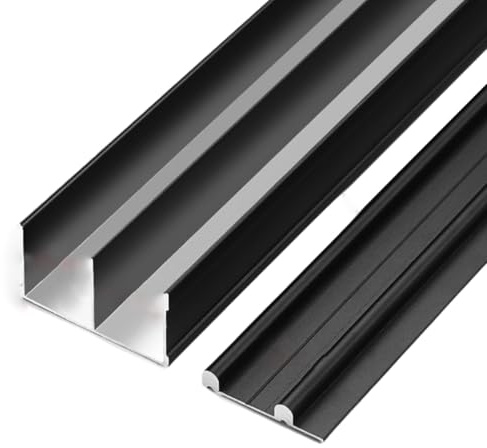 Machtiging Rail Porte Coulissante Double,Rail de Porte coulissante en Alliage d'aluminium avec poulie,Kit Porte Coulissante,Kit Rail pour Porte De Placard Coulissante,pour Porte vitrée Cuisine Salon