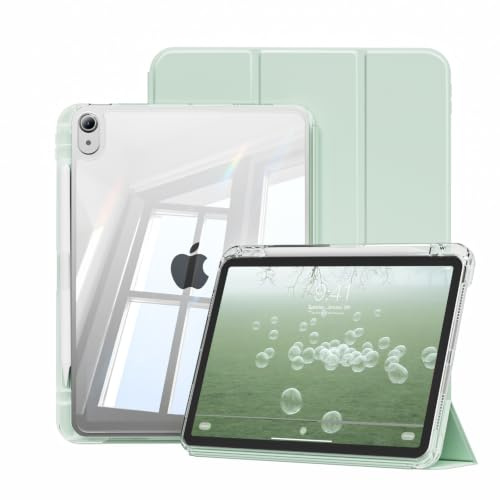 JKSML 2 in 1 Abnehmbare Hülle für iPad mini 7(A17 Pro)/6. Gen - Hellgrün | Hart PC Transparent Rückseite mit Stifthalter, Touch ID & Auto Schlaf/Weck, Stoßschutz, für 2024/2021 model 8,3 Zoll