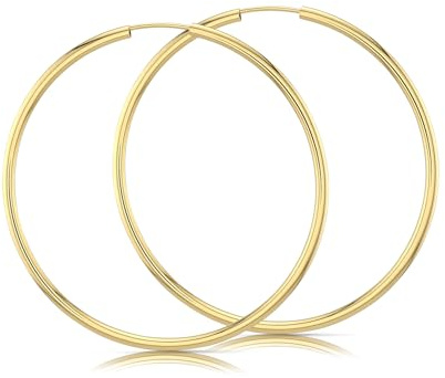 Ohrringe aus 585er Gelbgold – goldene Creolen für Damen mit Klappverschluss, eleganter Damenschmuck, inkl. Reinigungstuch (50mm)