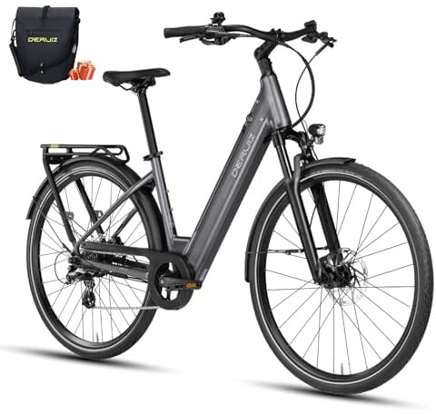 DERUIZ Quartz E Bike,28 Zoll Tiefeinsteiger Elektrofahrrad Herren Damen mit Drehmomentsensor & hydraulische Bremsen,48V 13.4Ah Akku,Max 161km Reichweite, 8-Gang,City E-Bike