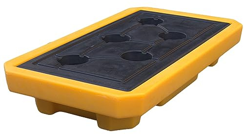 XBTGS Palé de contención de derrames de tambor con salida de drenaje de rejilla plana, diseño apilable para prevención de fugas de aceite y productos químicos