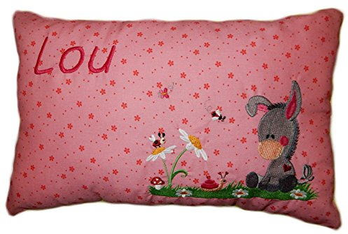 Momelie Großes rosa Schmusekissen * Kuschelkissen * Esel * mit Namen Bestickt * ca. 25 * 40 cm groß * SK-pi_0096